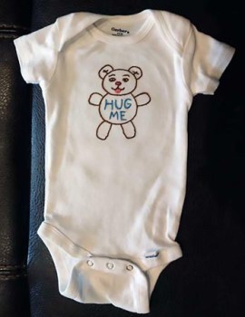 baby onesie with bear embroidery